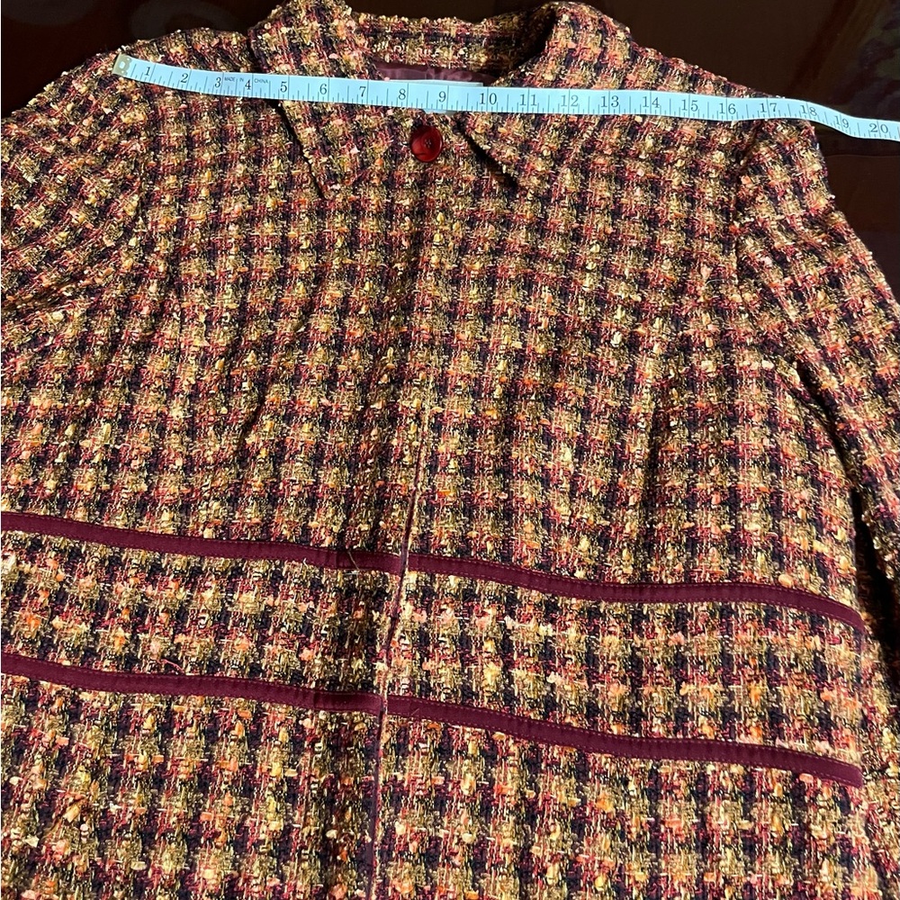 Sag Harbor Dress coat basket weave orange yellow red and brown size 16 - Picture 9 of 13